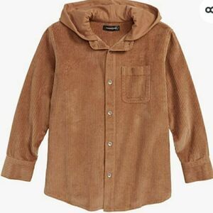 Treasure & Bond Corduroy Button Front Hoodie (Big Boys) Brown Dijon/XL